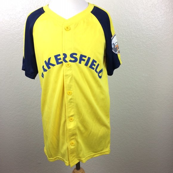 Men's Yellow Bakersfield Baseball #75 Button Up shirt Sz S - Picture 1 of 7